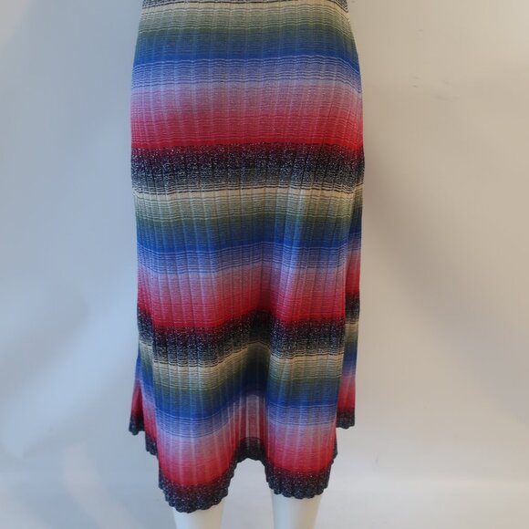 Womens Zara Limited Edition Multicolor Striped Metallic Midi Skirt XS - Picture 11 of 12
